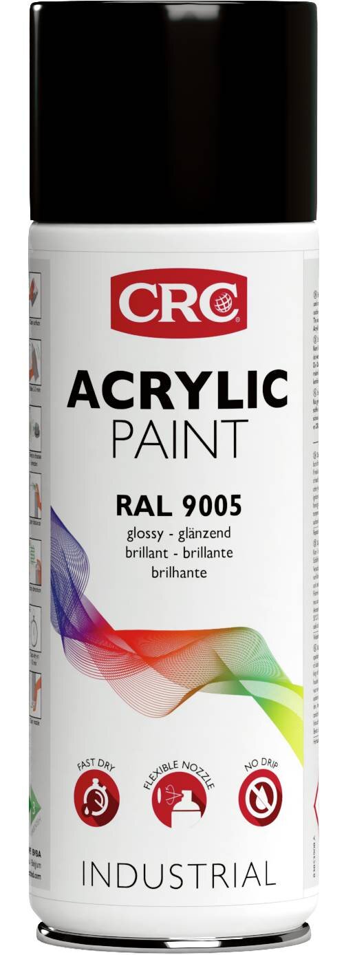 FÄRG AKRYL SVART BLANK RAL 9005 CRC AE 400ML