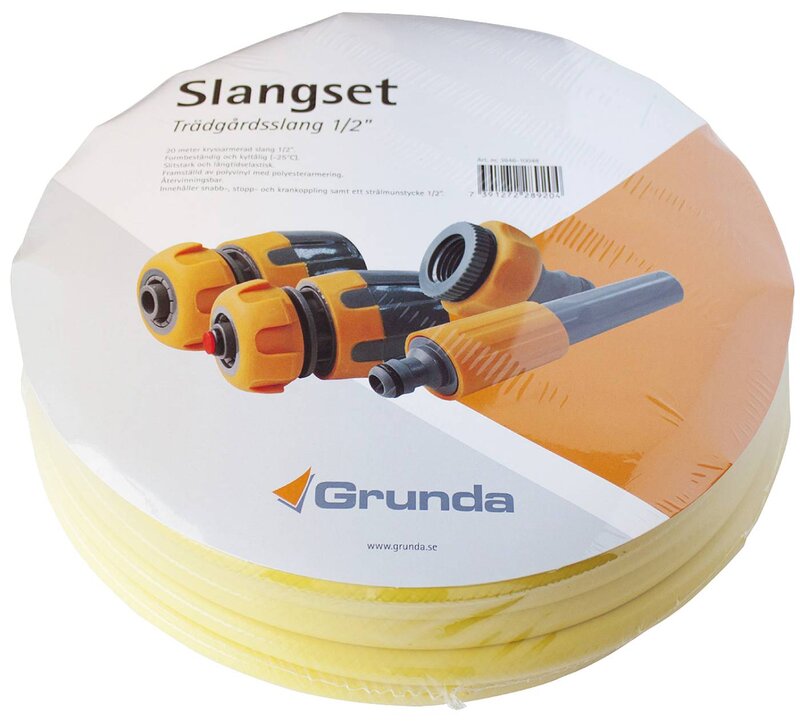 SLANGSET MED KOPPLINGAR OCH MUNSTYCKE GRUNDA 20M