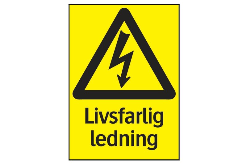 SKYLT 330116 VARNING LIVSFARLIG LEDNING 105X148MM